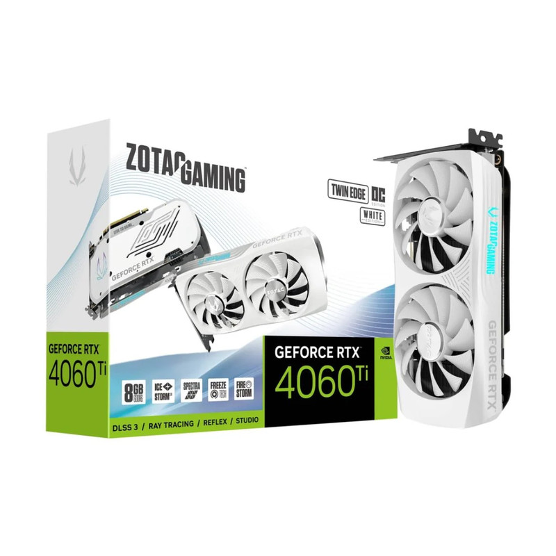 Zotac Gaming GeForce RTX 4060 Ti 8GB Twin Edge OC GDDR6 Graphics Card ZT-D40610Q-10M - White - كرت الشاشة